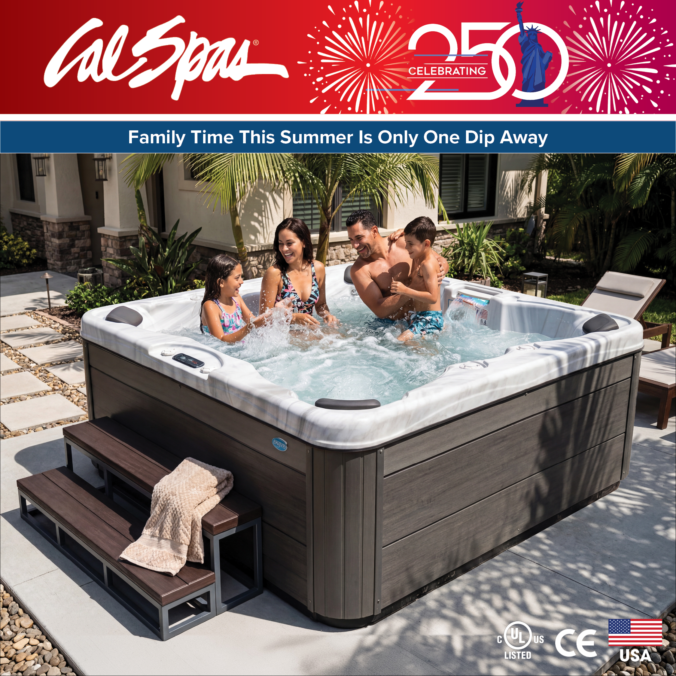 Calspas hot tub being used in a family setting - New Brunswick